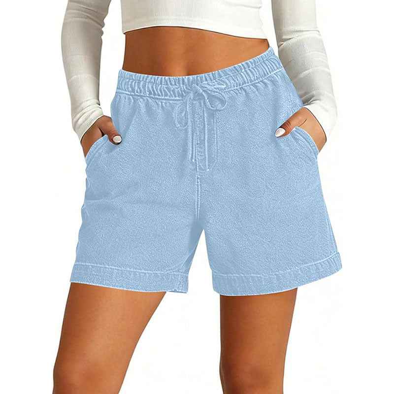 Women's High-Waist Denim Shorts – Cropped, Retro Style with Pockets