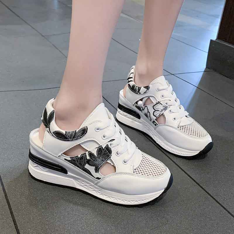 Baotou Hollowed-out Breathable Mesh Thick-soled Sneakers