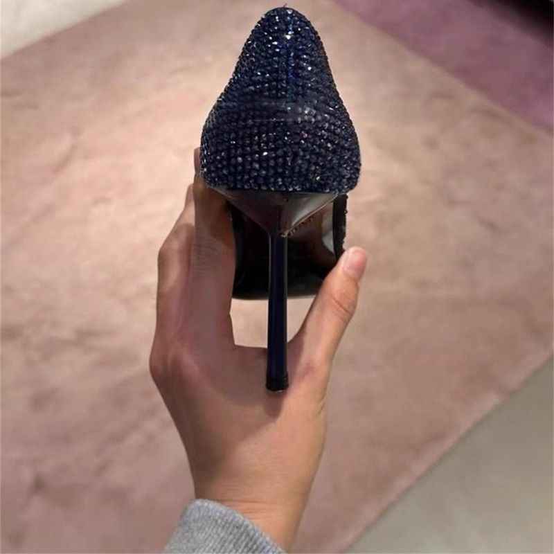 Mesh Rhinestone Pointed-toe Stiletto Heels