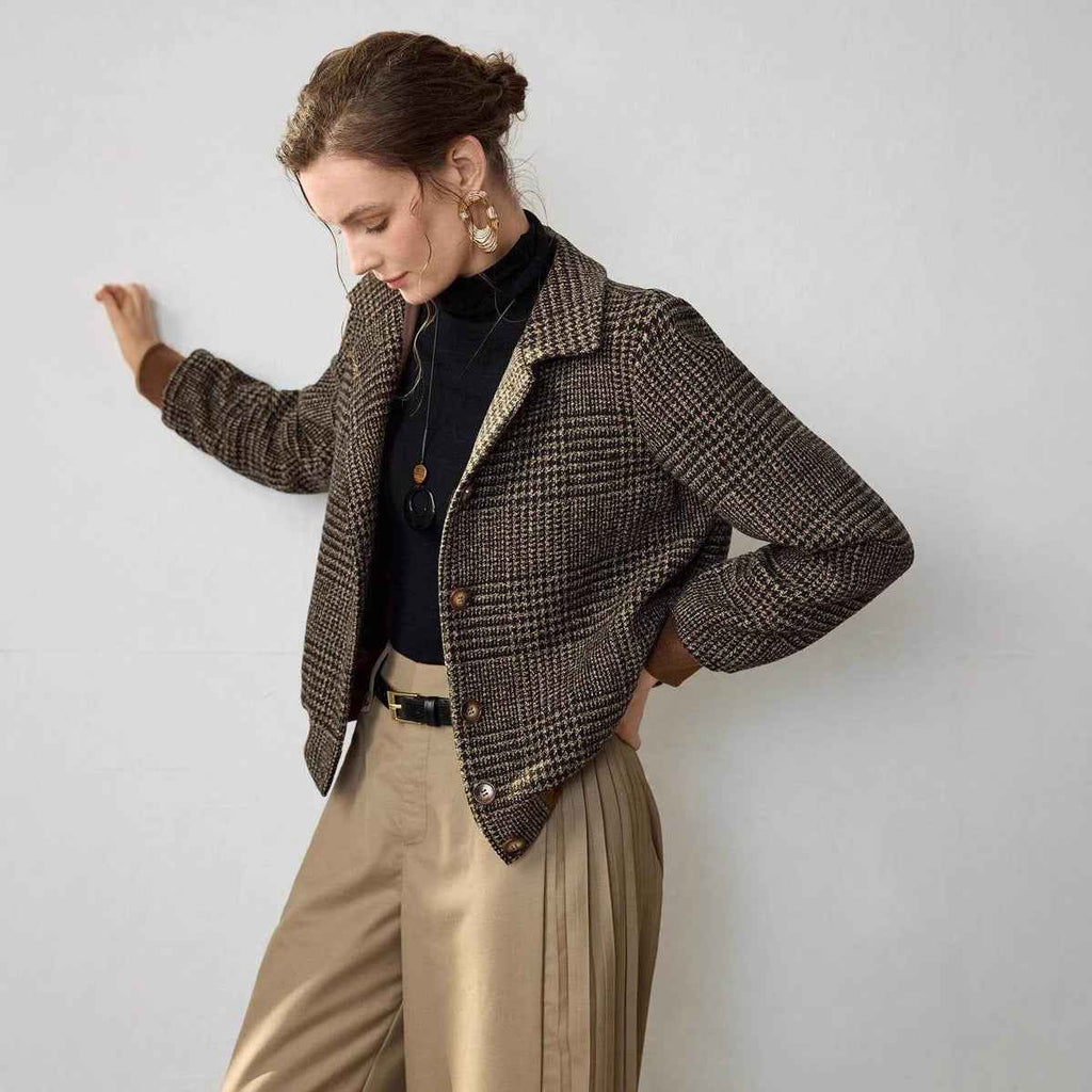 Vintage Check Patchwork Loose Jacket