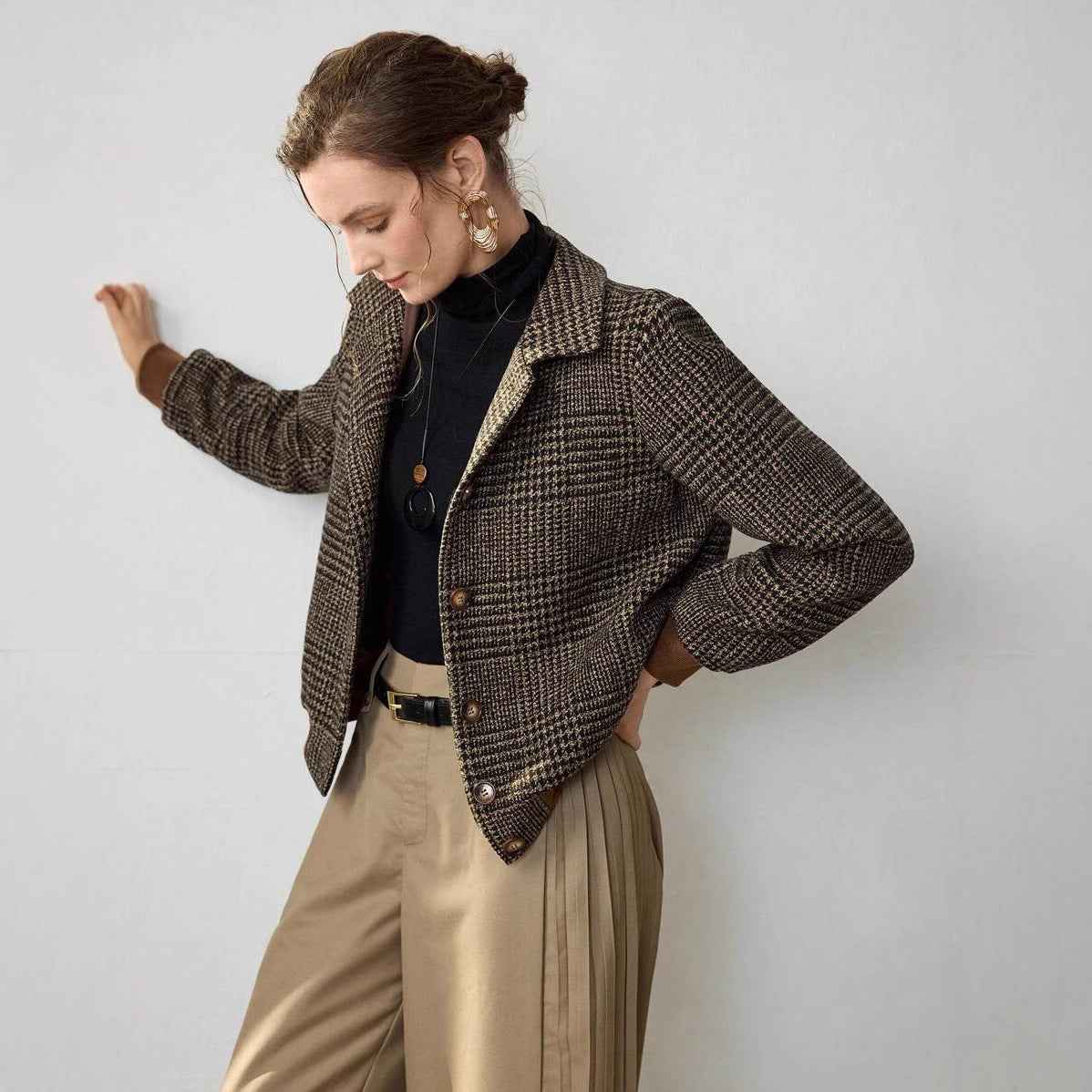 Vintage Check Patchwork Loose Jacket