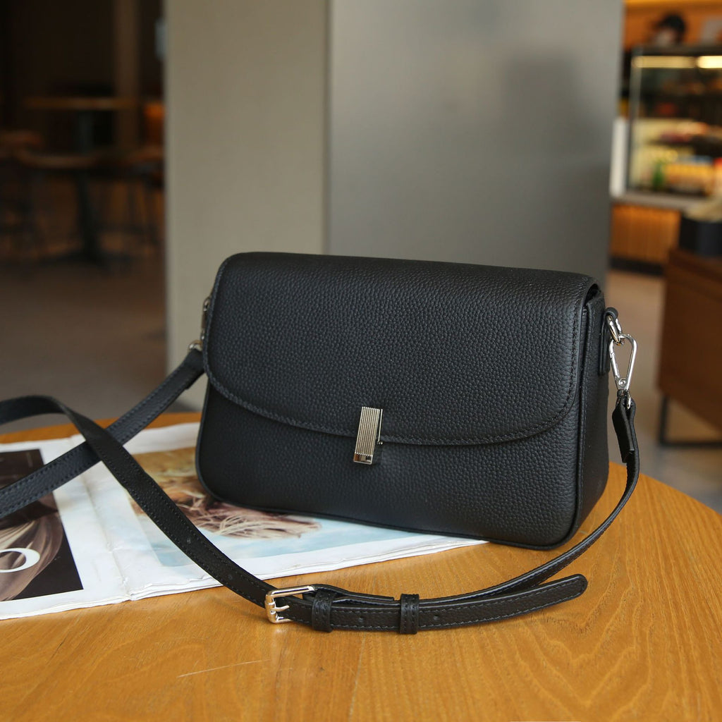 Full-Grain Cowhide Leather Box Crossbody Bag – Urban Minimalist Style