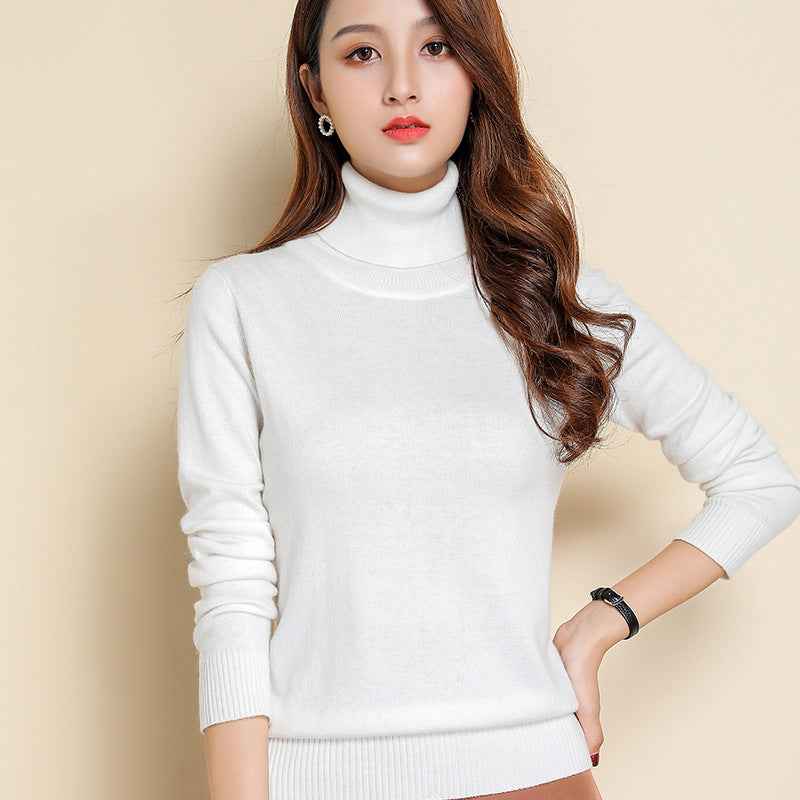 Womens Turtleneck Pullover Sweater Loose-fit Knitwear