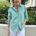 Striped Long-Sleeve Cardigan Shirt — Wrinkle-Resistant
