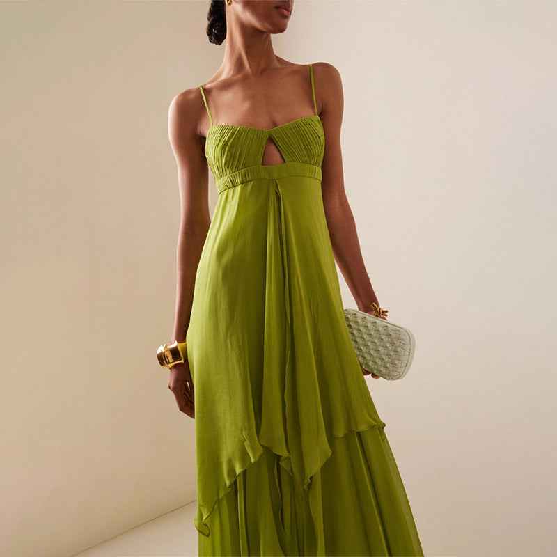 Women's High-Waist Strappy Irregular Long Dress — 3 Colours