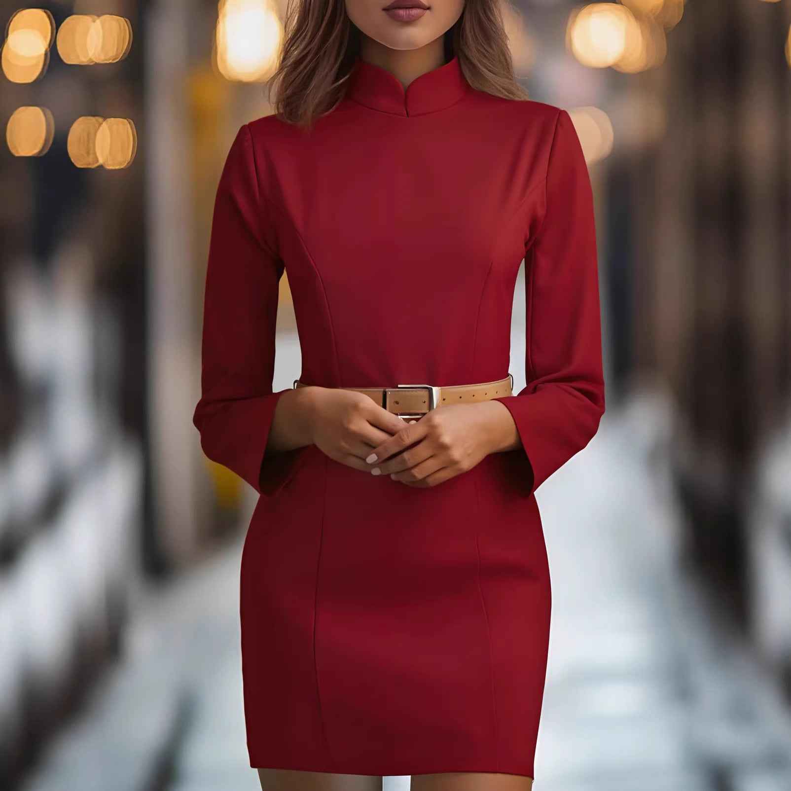 Stylish And Elegant Stand-collar Dress For Women