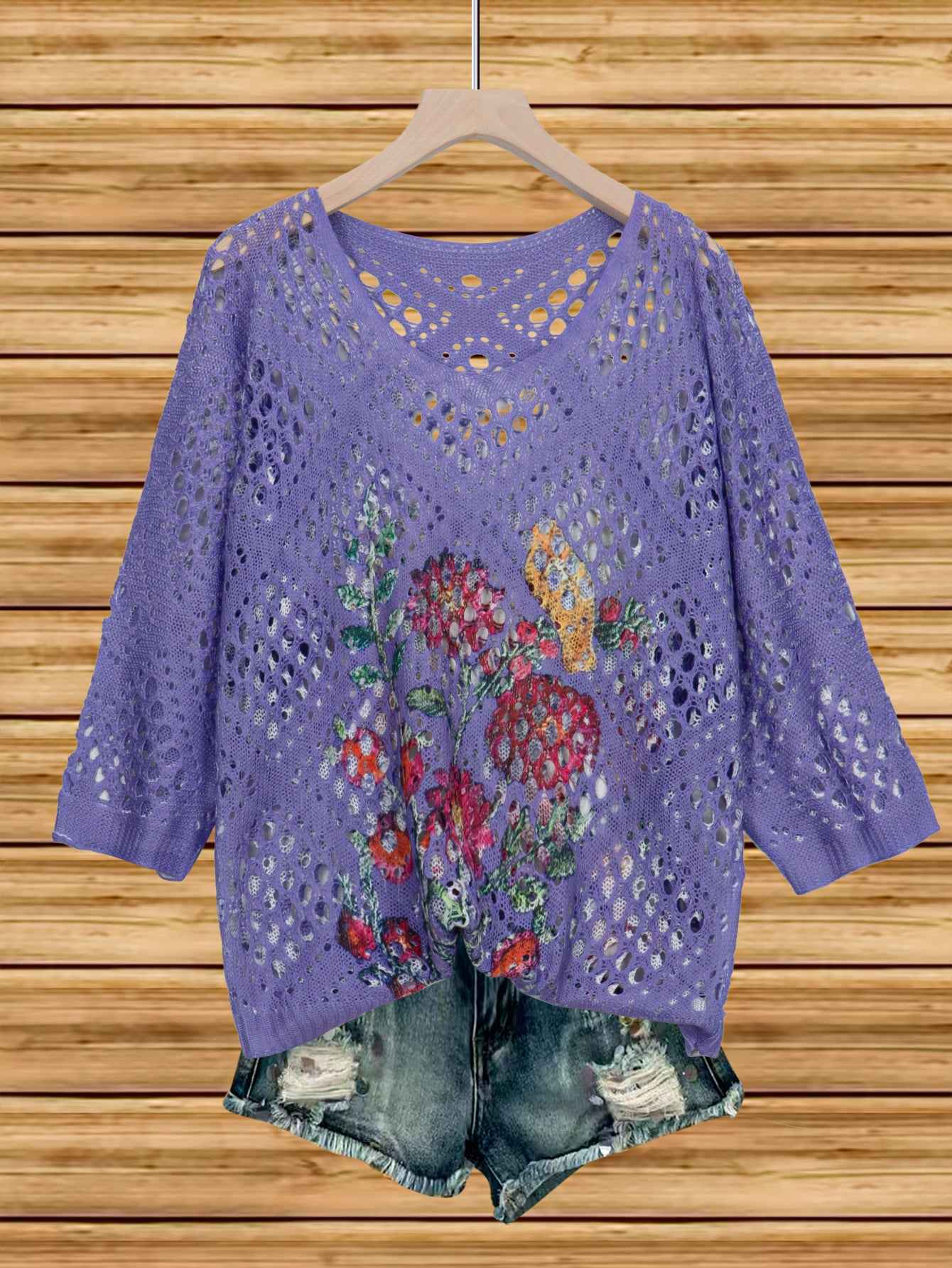 Women's 3D Knit Batwing Sweater – Hollowed-Out Elegant Design