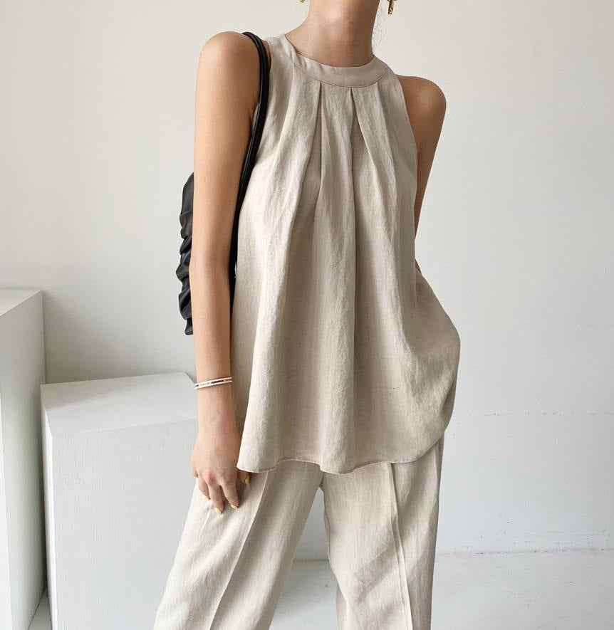 Retro Skin-friendly Pleated Camisole
