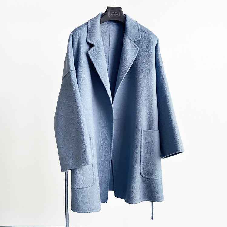 Mid-length Double-faced Wool Belted Coat