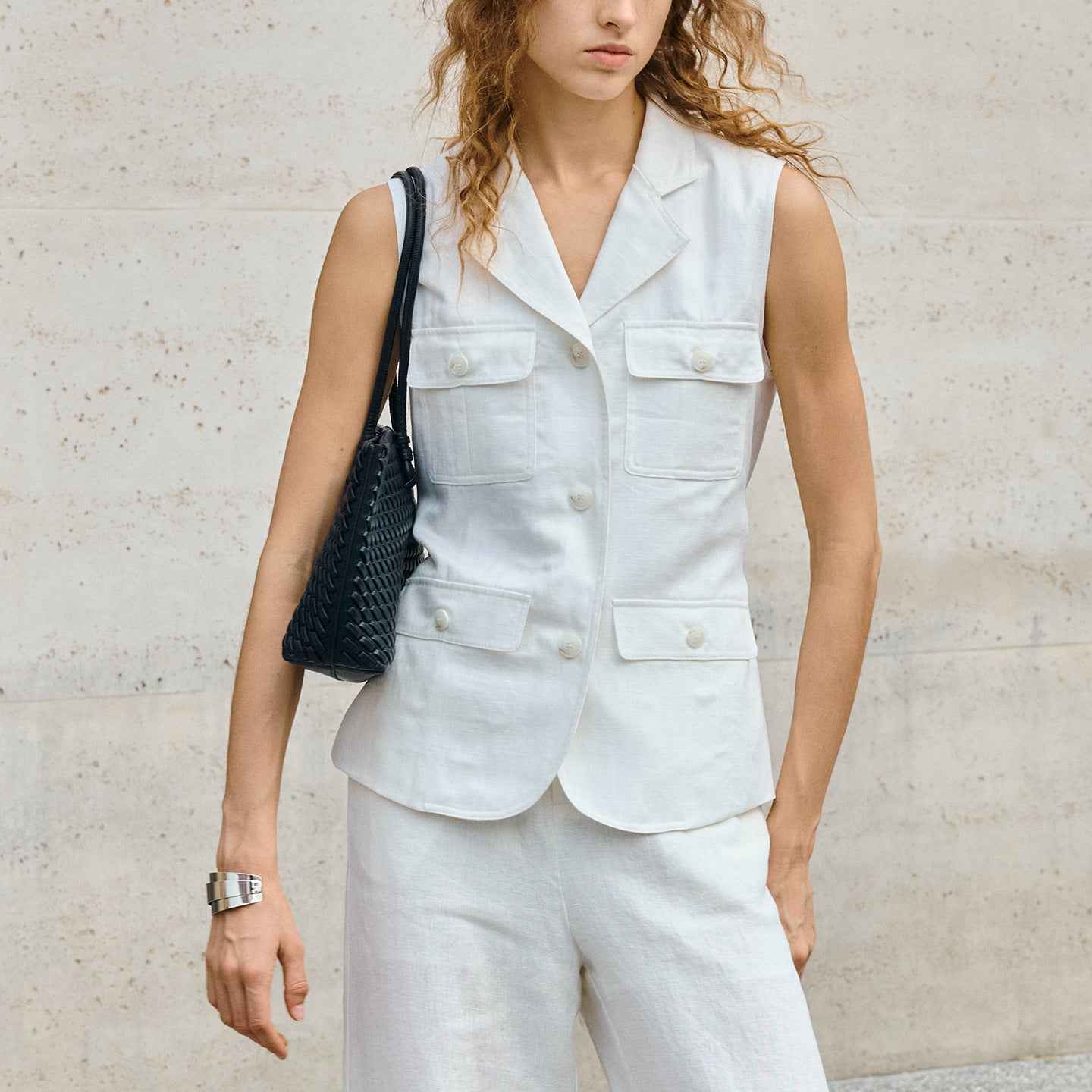 Women's Linen Blazer Vest — Old Money Style