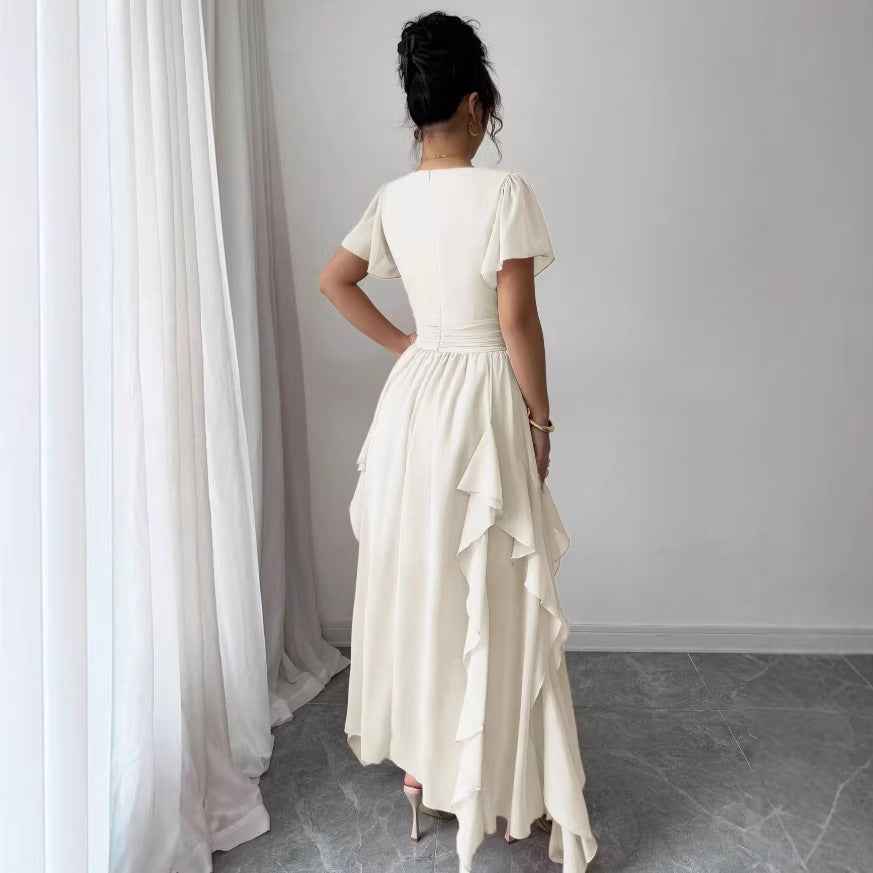 Womens Fashionable V-Neck Slim-Fit Long Dress