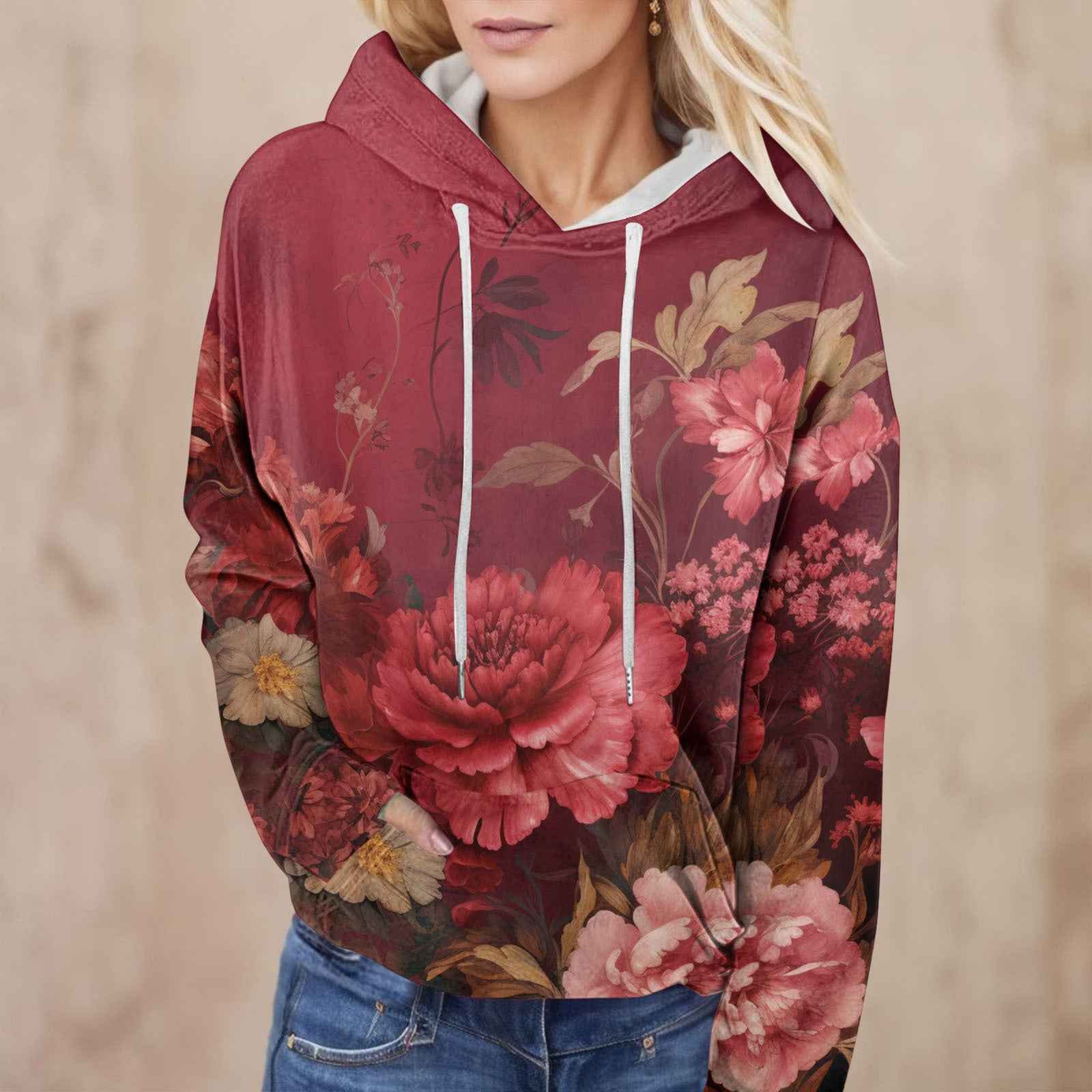 3D Digital Print Loose-Fit Women's Hoodie Sweatshirt