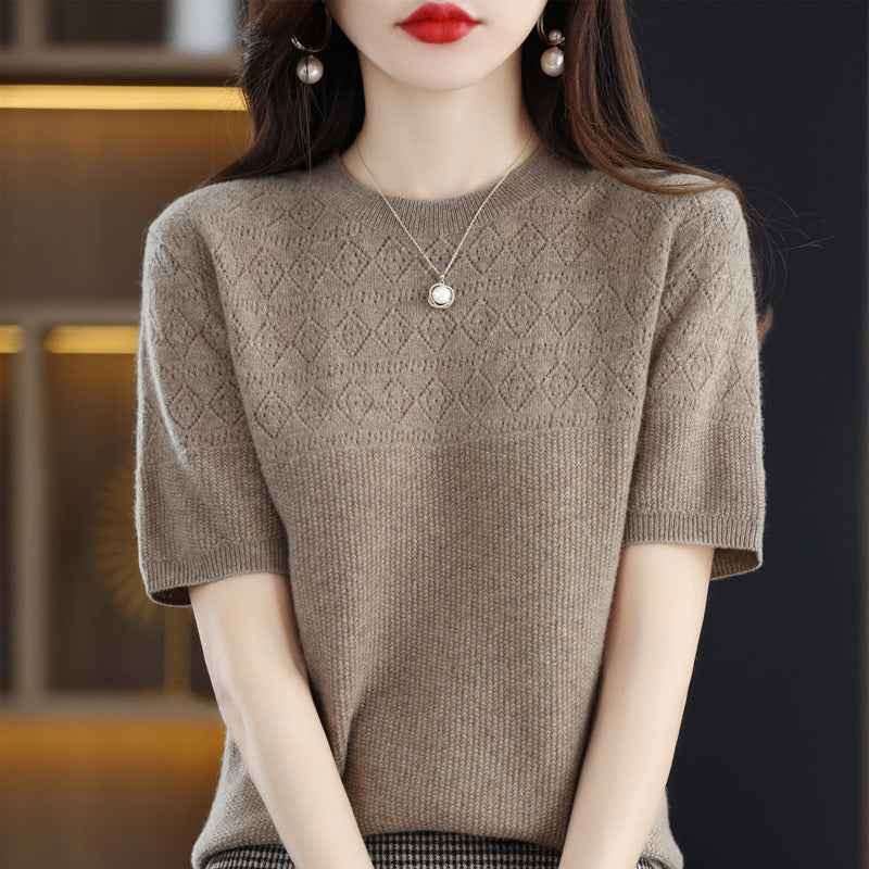 Crochet Mesh Short-Sleeve Top