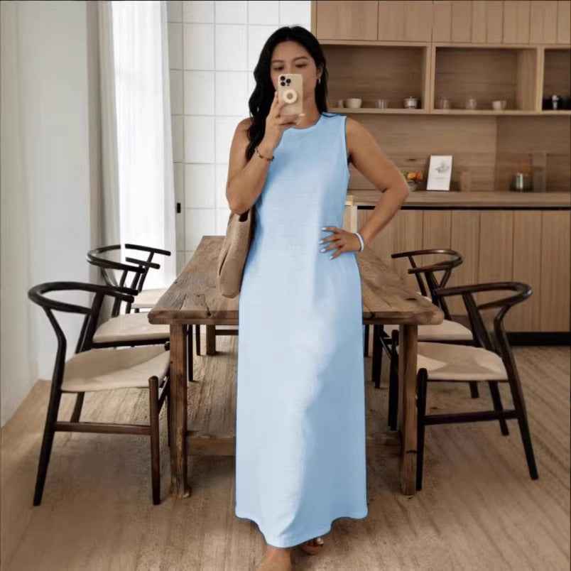 Women's High-Waist A-Line Pullover Maxi Dress