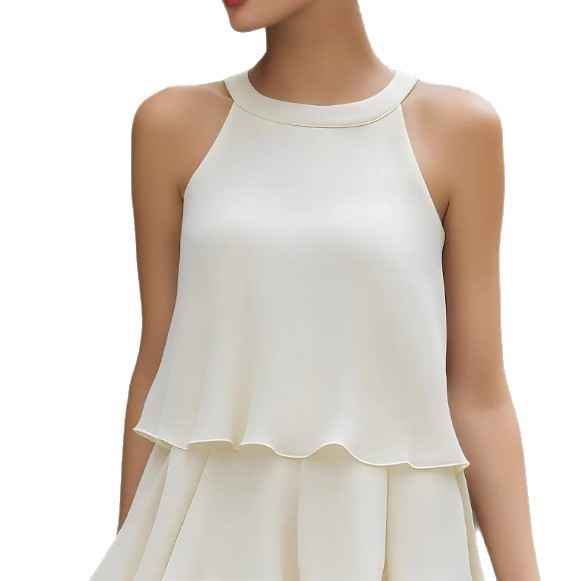 Tiered Cake Midi Dress – Sleeveless with Button Detail