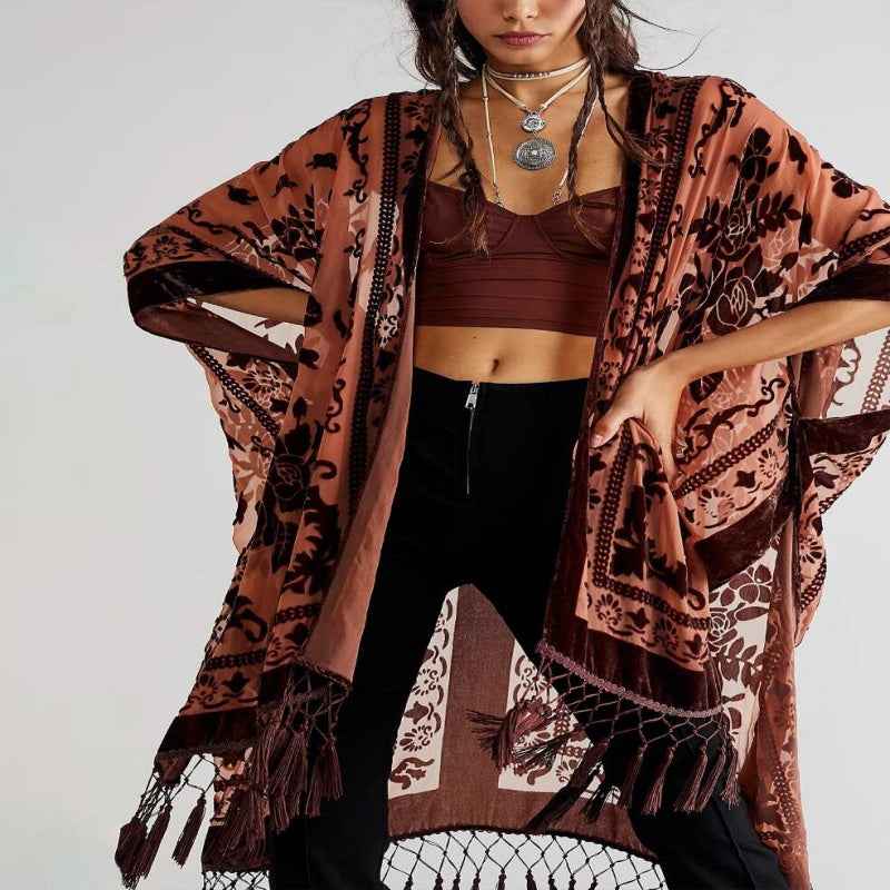 Bohemian Fringed Shawl – Handmade Long Wrap, 19 Colors