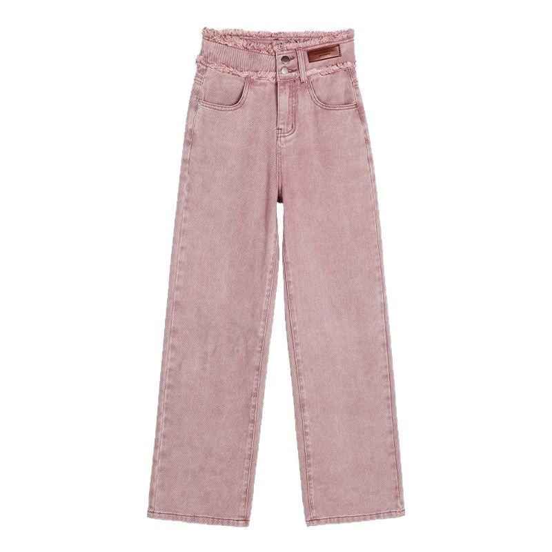 High-Waist Straight-Leg Trousers – Floor-Length Button Detail