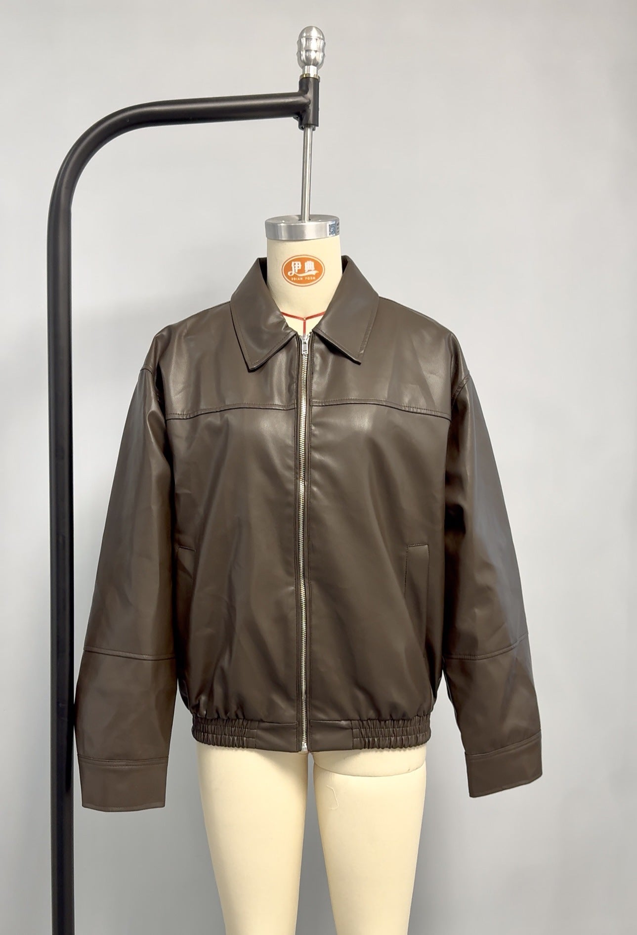 Faux Leather Patchwork Bomber Jacket