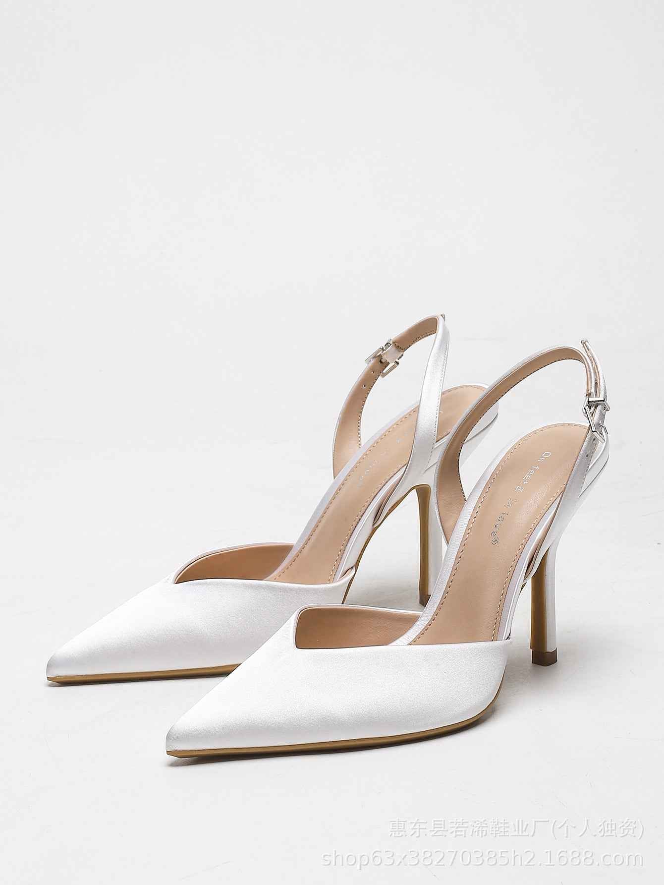 French-Style Satin Stiletto Sandals – Pointed Toe