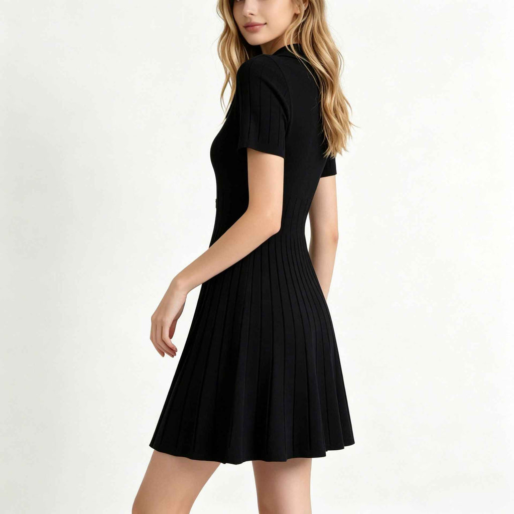 New Womens Polo-neck Knitted Dress