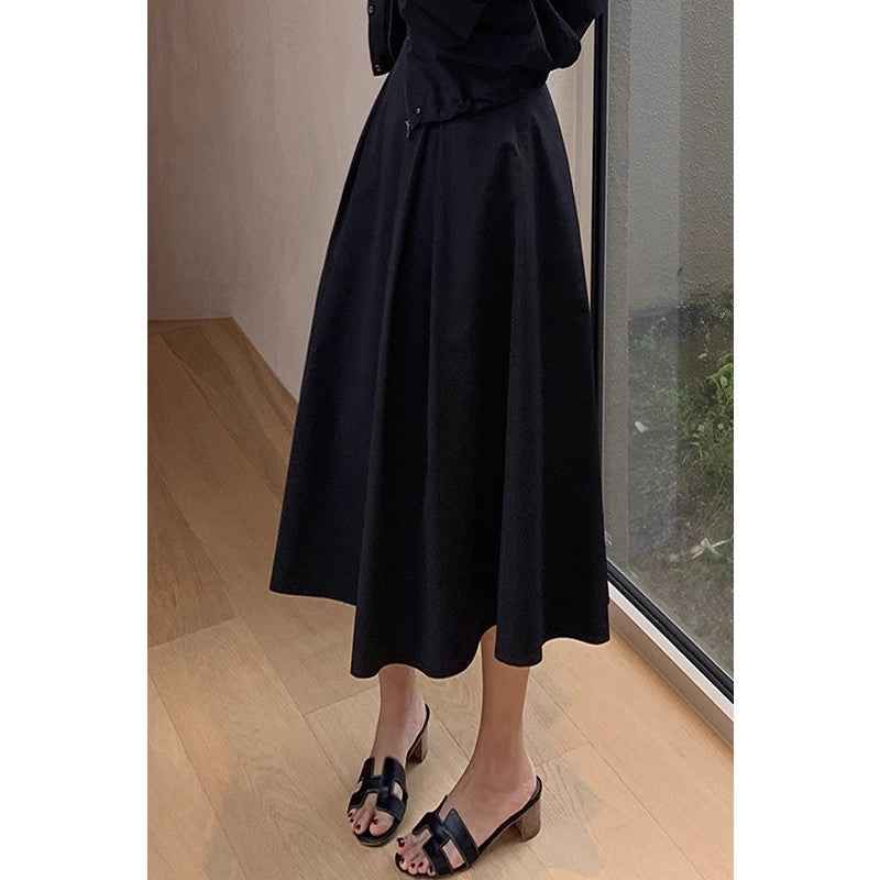 High-Waisted Pleated Zip Skirt
