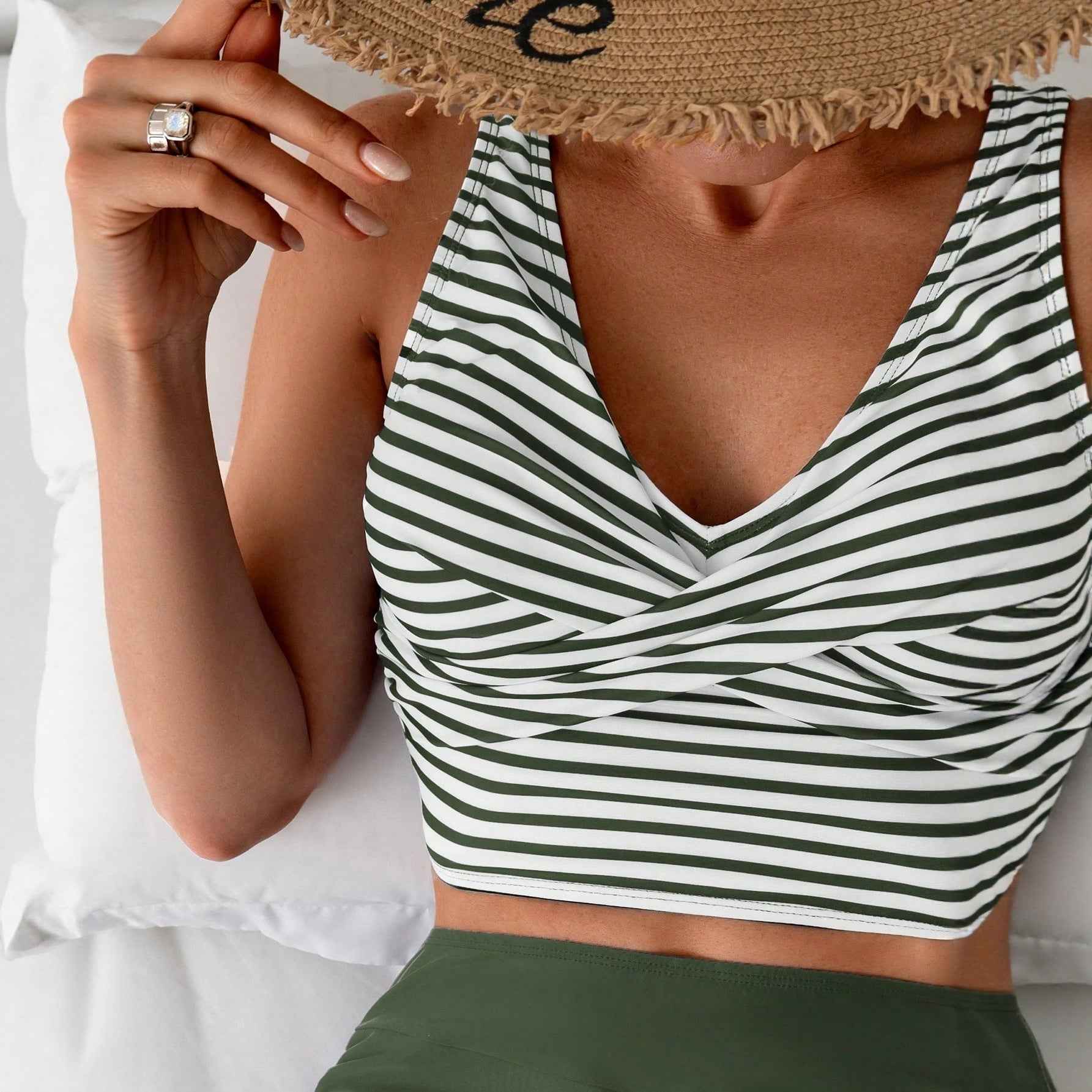 Cross-Back Tank Top & High-Waist Boxer Shorts Set