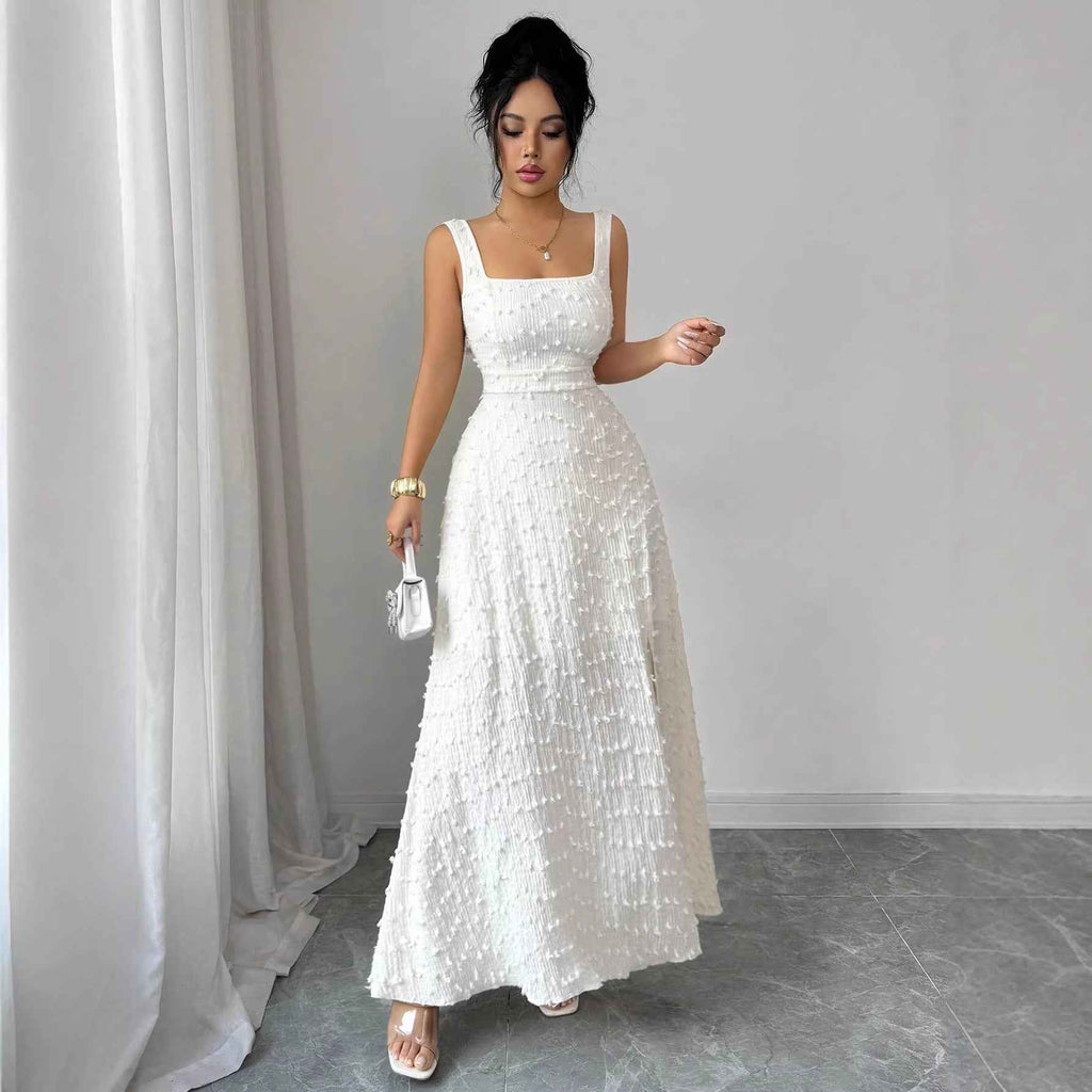 Off-Shoulder Cross-Strap Backless Maxi Dress