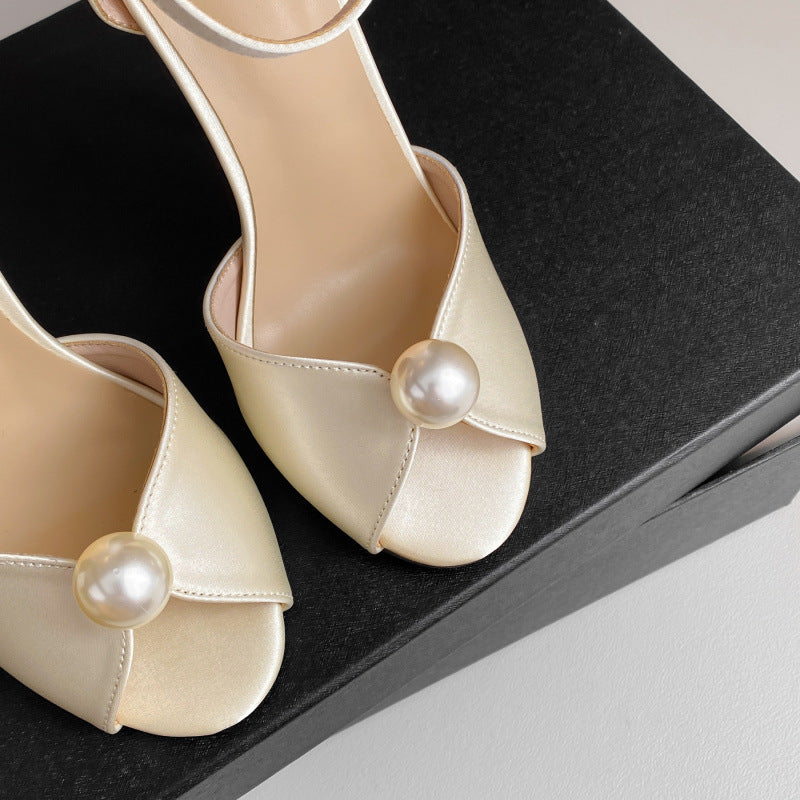 Suede Peep-Toe Ankle-Strap Stiletto Heels