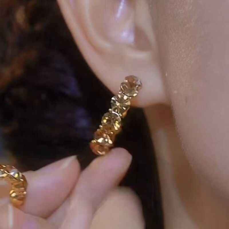 Retro Coffee Zircon Hoop Earrings, Niche Elegant Ear Cuffs, Hot New Arrival
