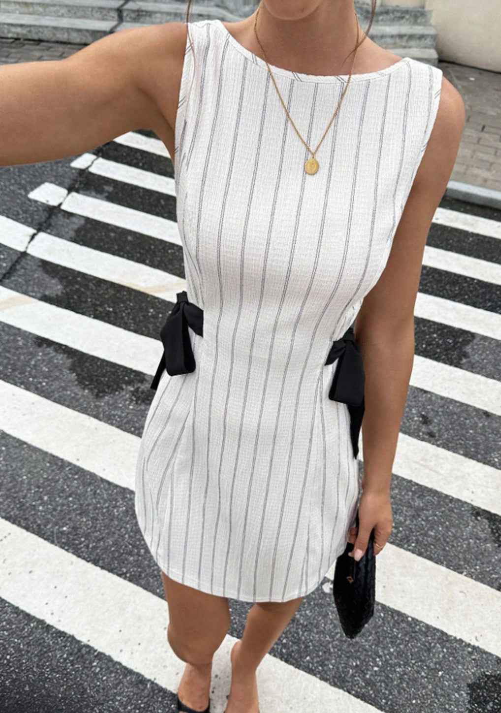 Striped Sleeveless Bow-Tie Dress