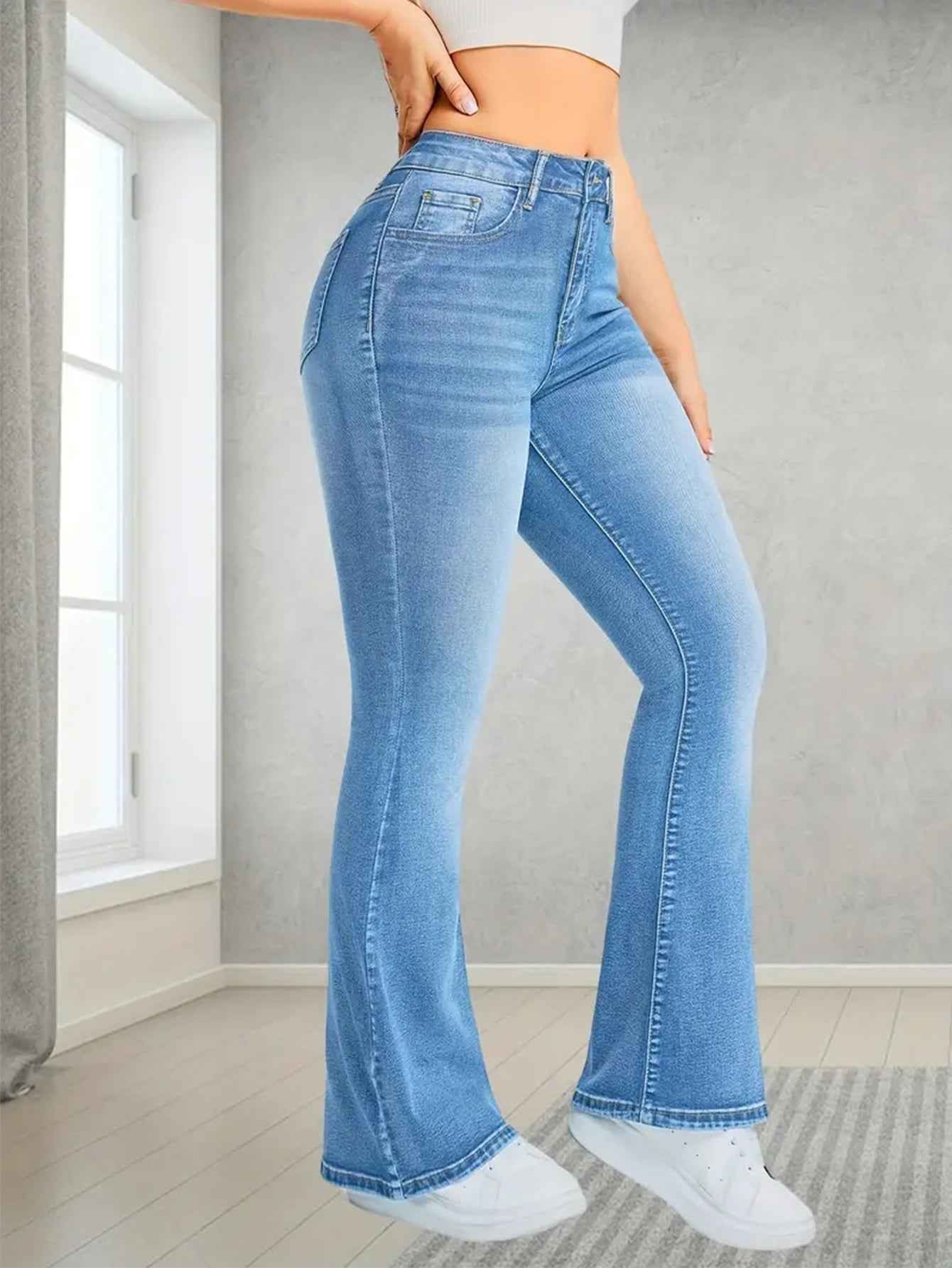 High-Waisted Stretch Flare Jeans