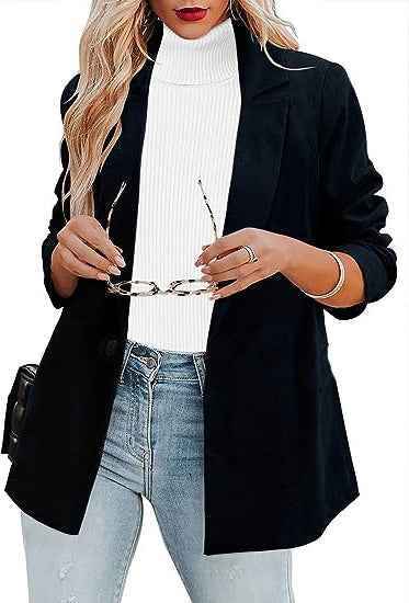 Slim-Fit Single-Breasted Blazer — Mid-Length