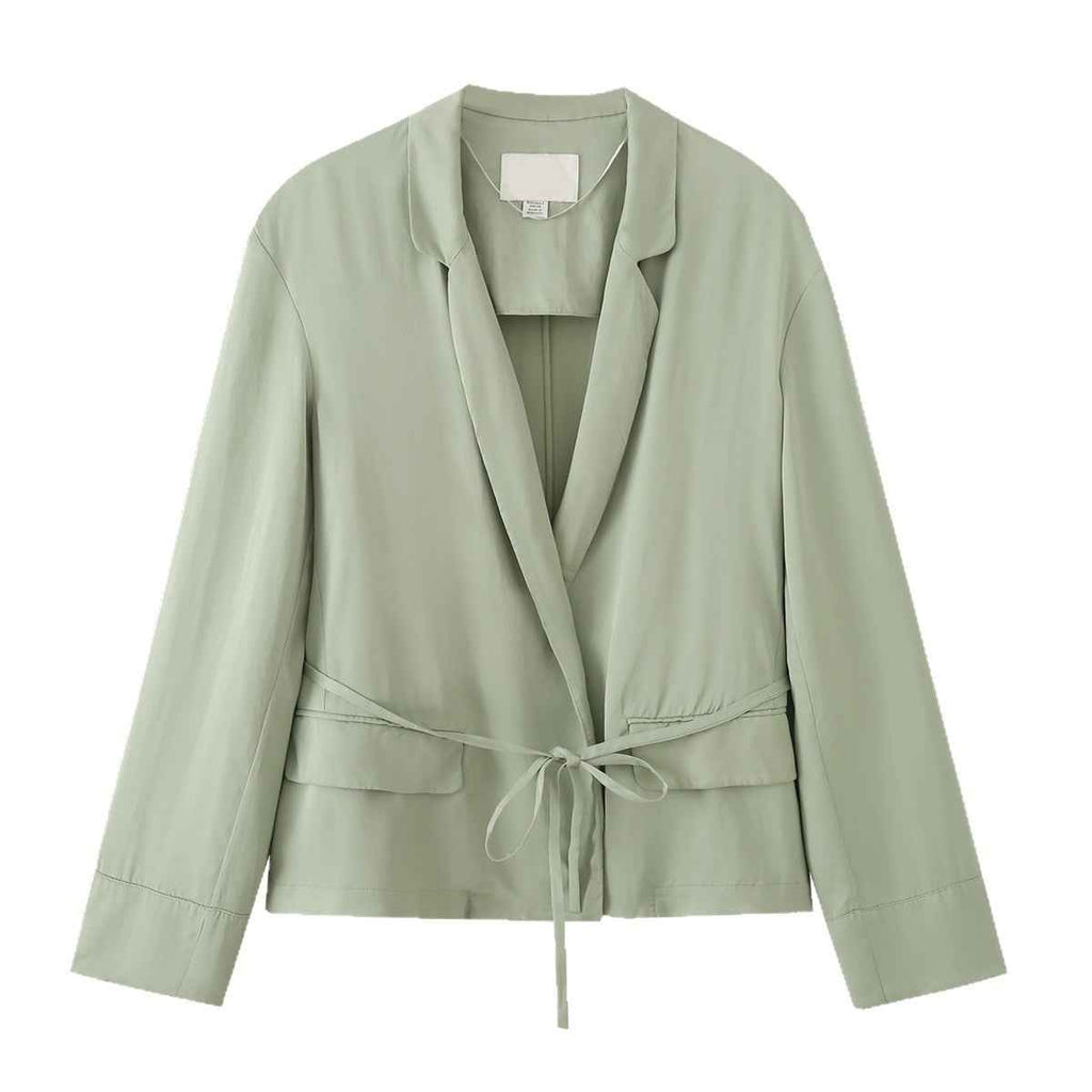 Womens Versatile Lace-up Waist-cinching Casual Jacket