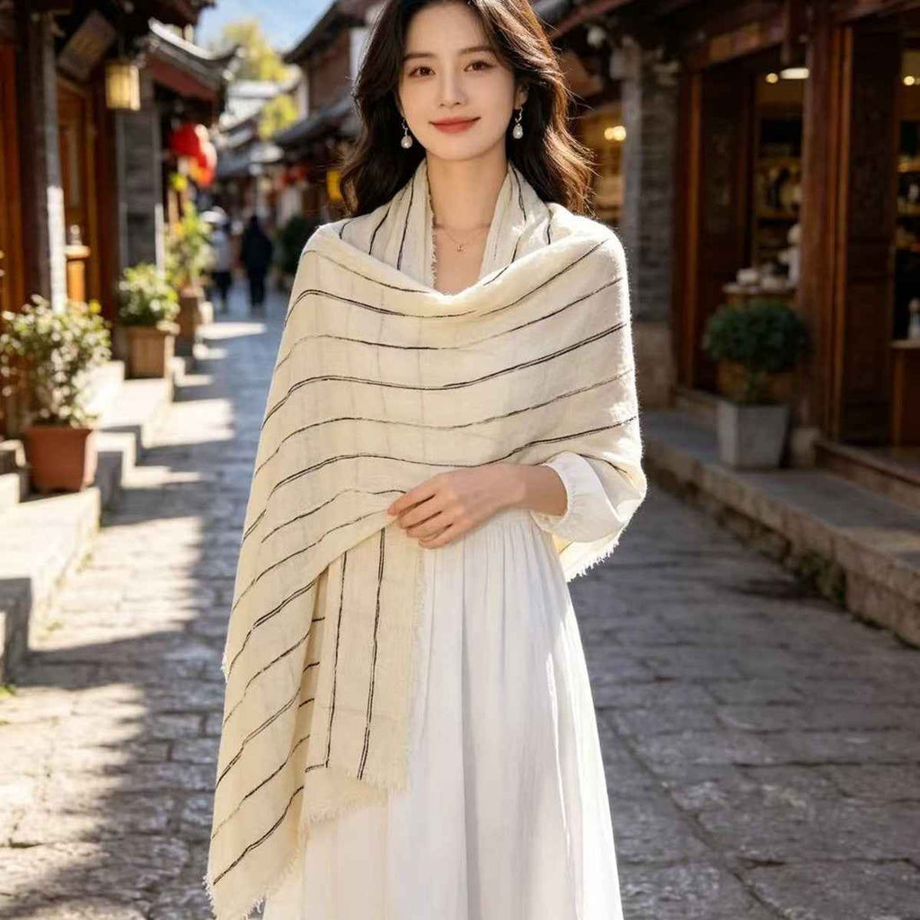 Cotton-linen Striped Shawl