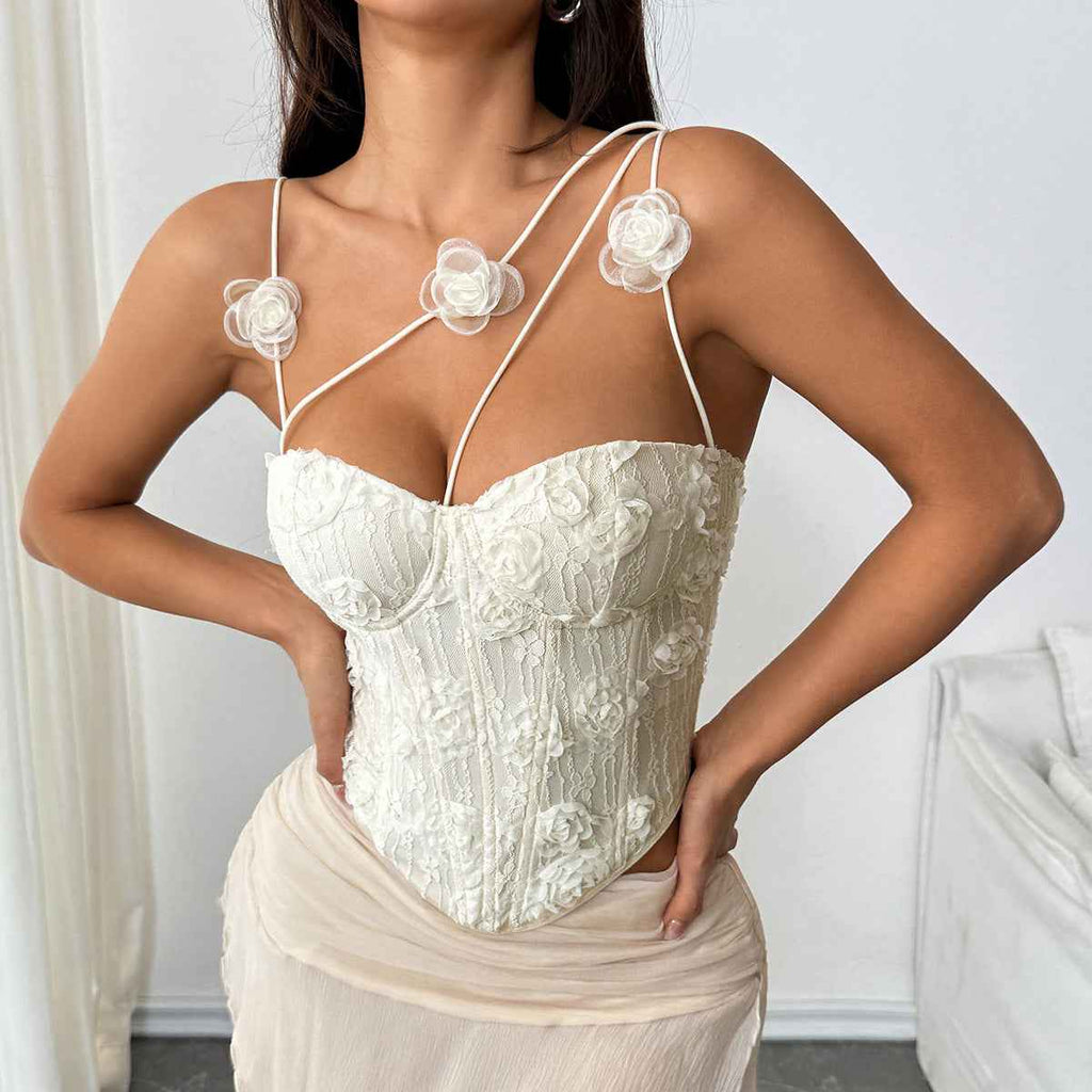 Women's Embroidered Lace Underwire Camisole Top