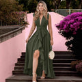 Sleeveless V-Neck Ruffle-Trim Princess Maxi Dress