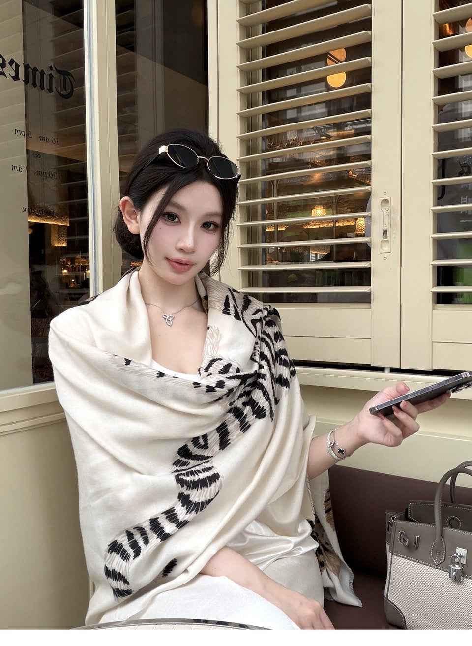 AutumnWinter Cotton-Linen Warm-Keeping Printed Large Shawl