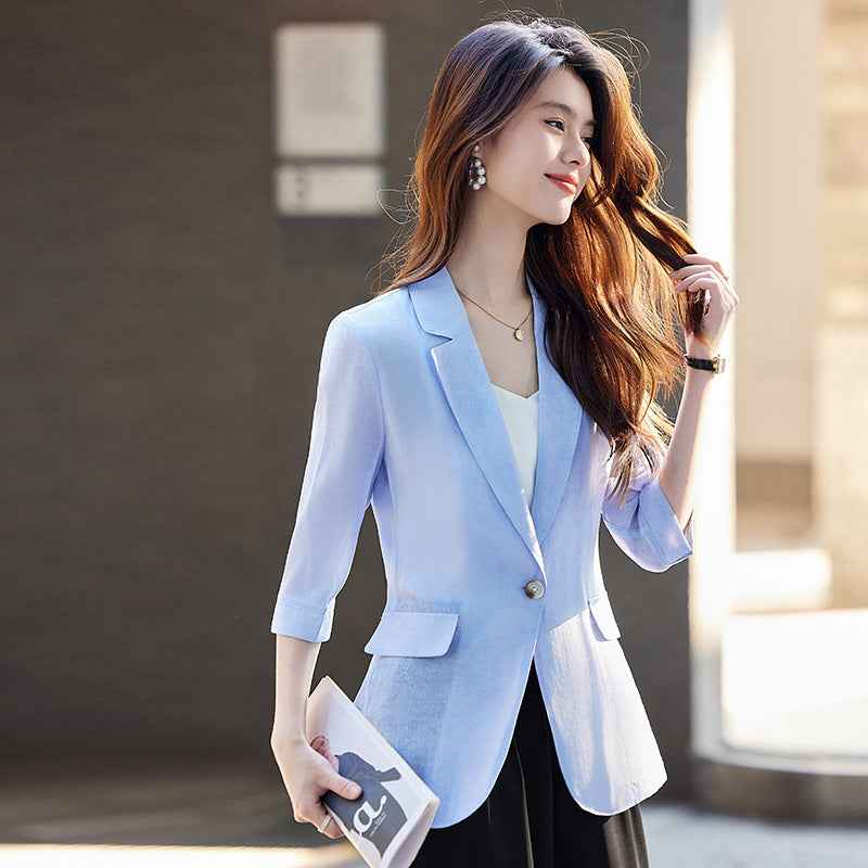 Slim-Fit Viscose Blazer — Lightweight Short-Sleeve Jacket