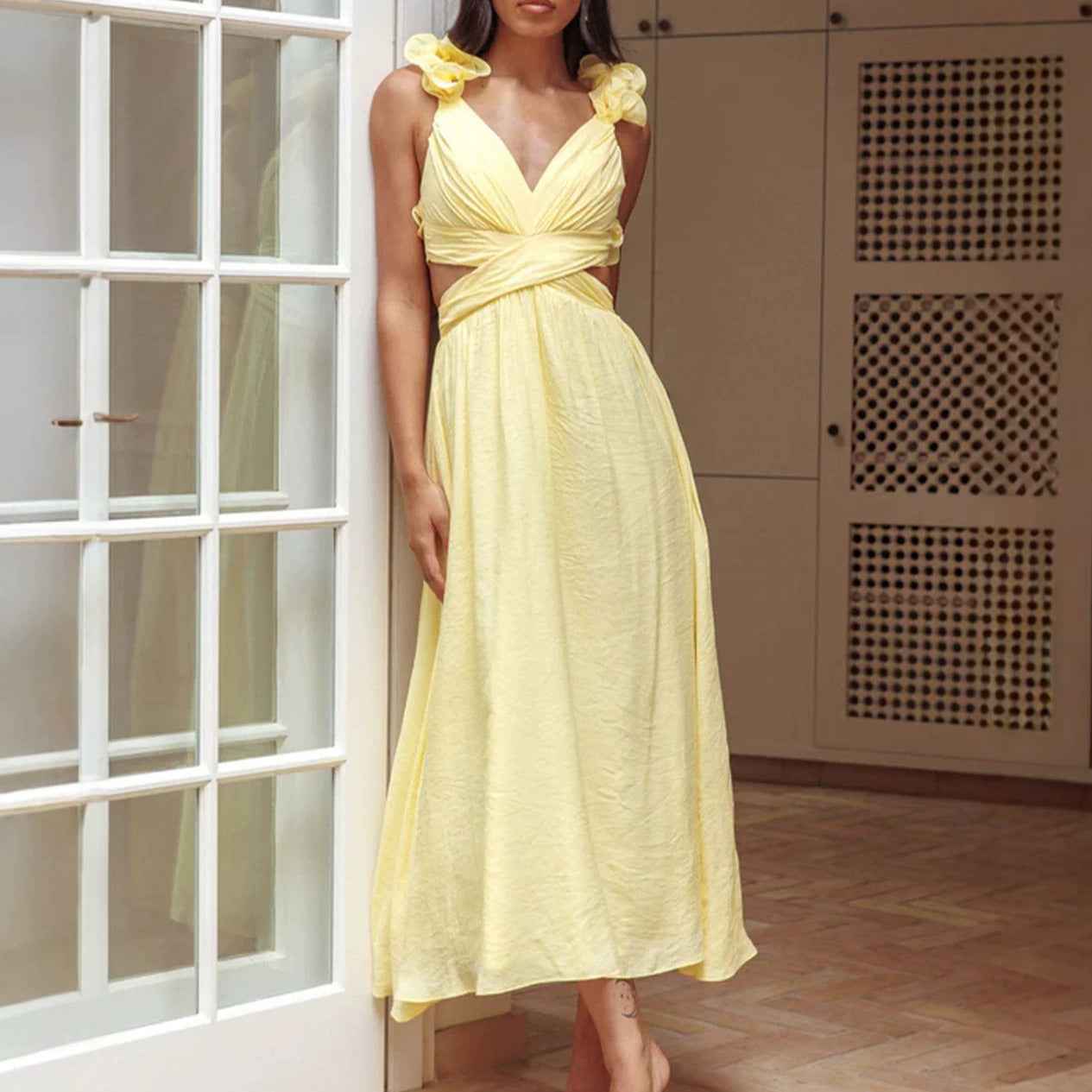 Floral Backless Cross-Strap Maxi Dress — 6 Colours, S–XL