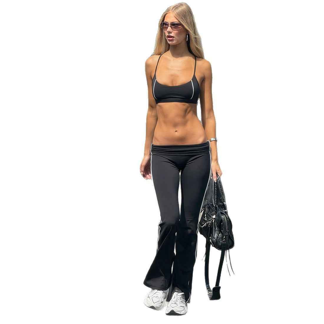 Womens Camisole And Tight-fitting Long-pants Sportswear Set
