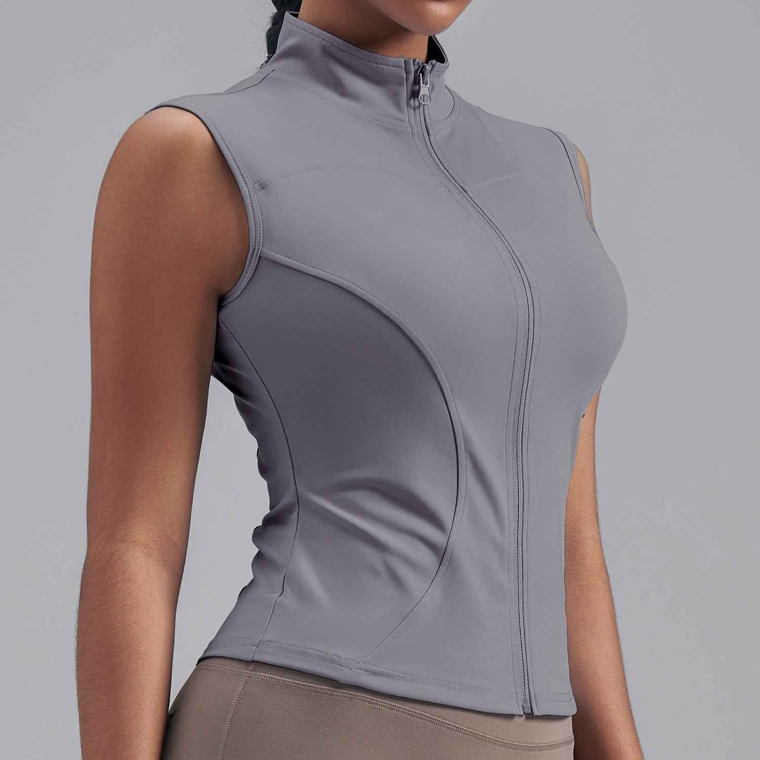 Women's Stand-Collar Sleeveless Sport Jacket