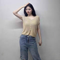 Women's Sleeveless V-Neck Ice Silk Top — Lightweight Elegant Pullover