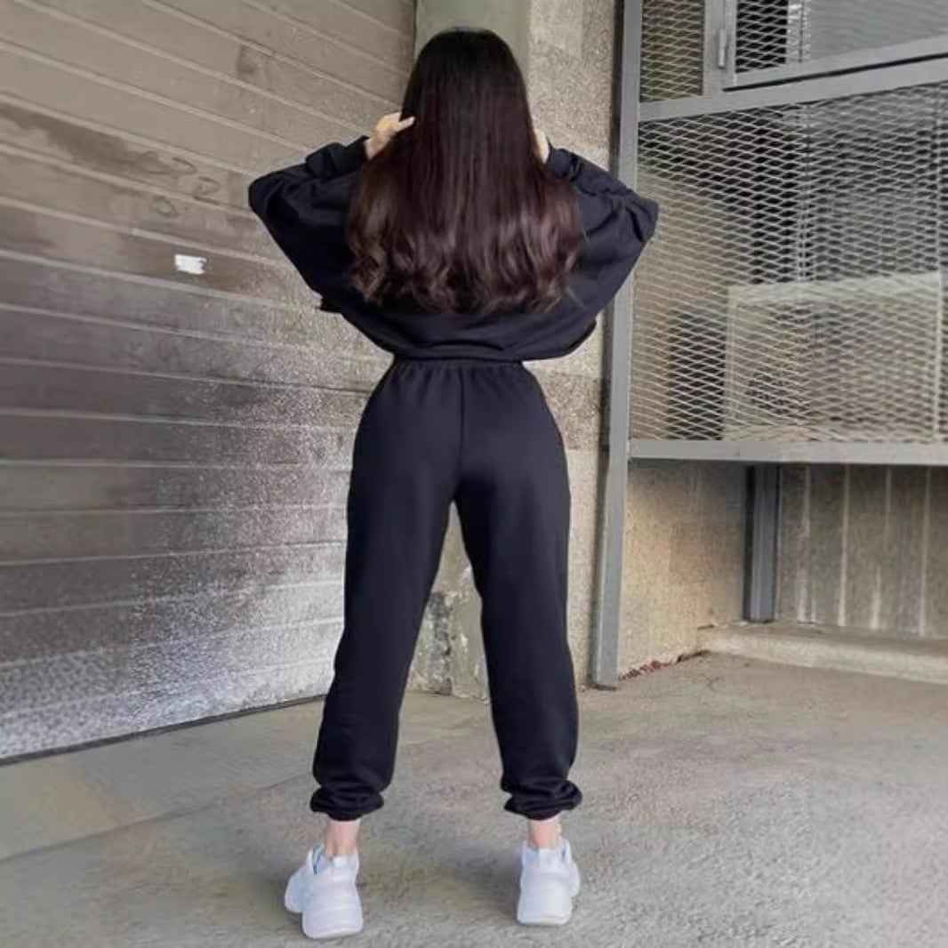 Embroidered Two-Piece Hoodie Set – Slim Fit Casual Sporty Co-ord