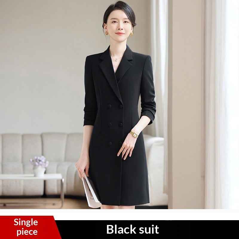 Long-Sleeve Stretch Midi Dress – Slim Fit Office Suit Dress