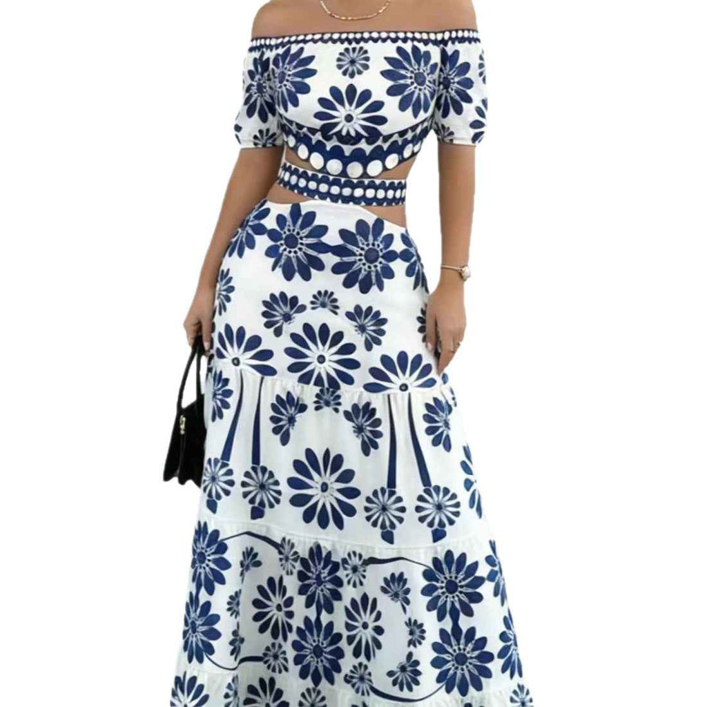 Women's Off-Shoulder Floral Sleeve A-Line Dress — 4 Colours, S–2XL