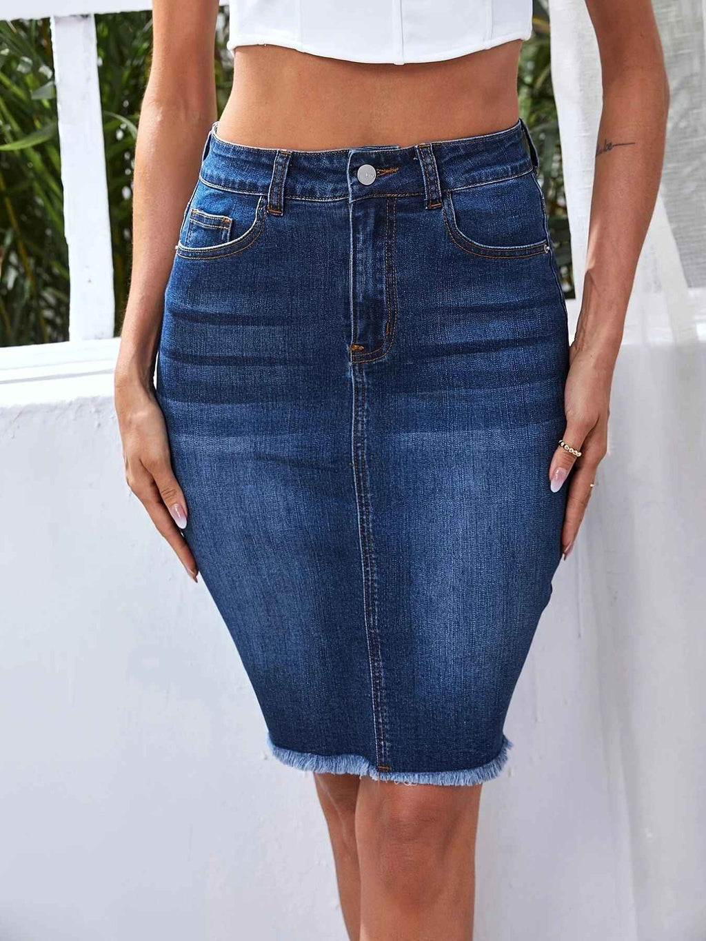 High-Stretch Bodycon Denim Mini Skirt