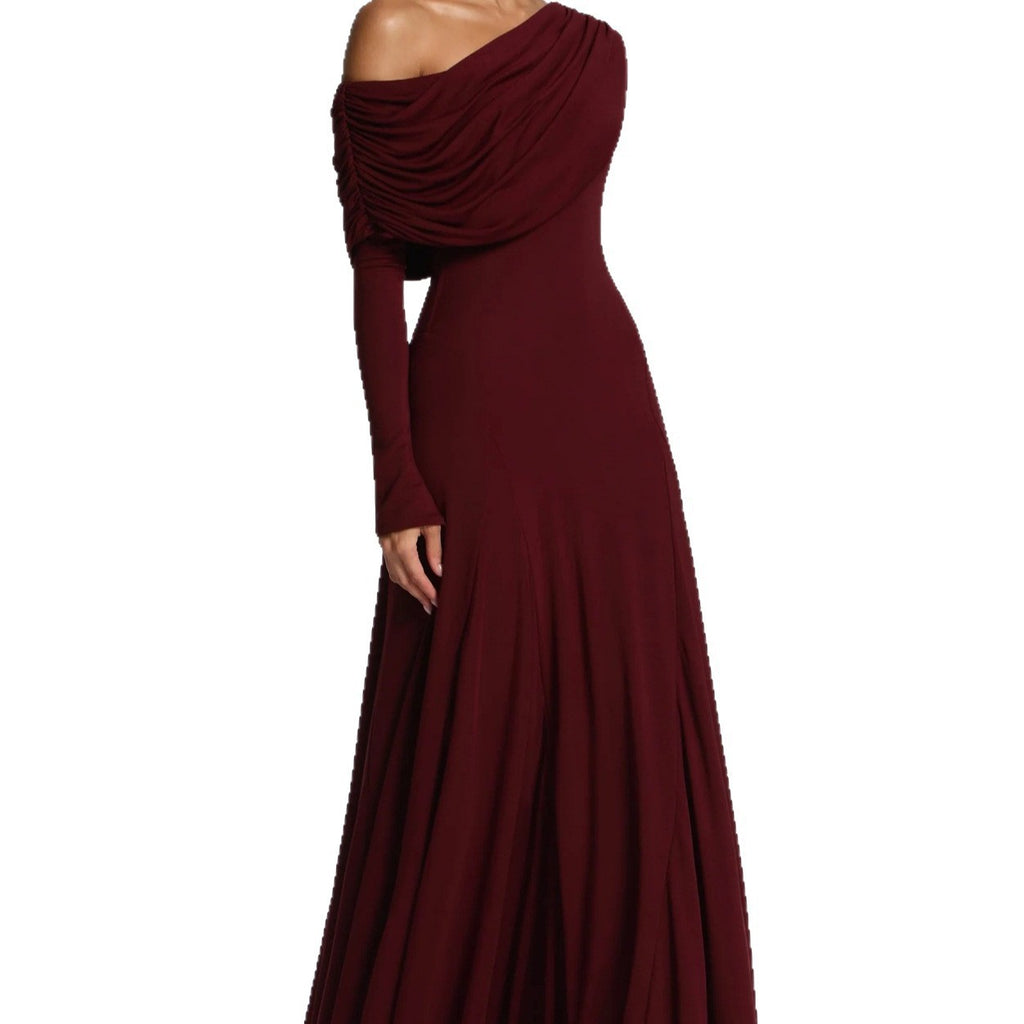 Off-Shoulder Flared Hem Slim-Fit Maxi Dress — Party & Events