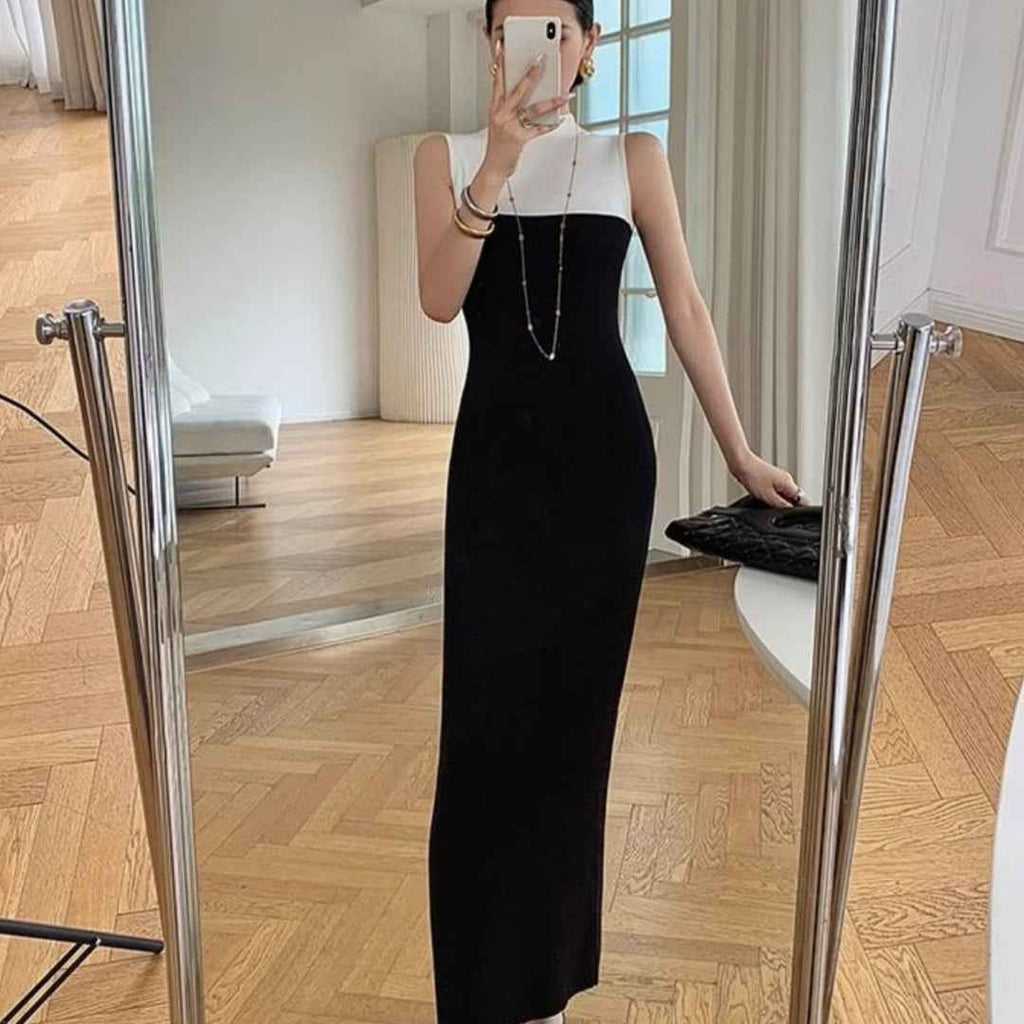 Knitted Bodycon Sleeveless Dress – Slim Fit Elegance