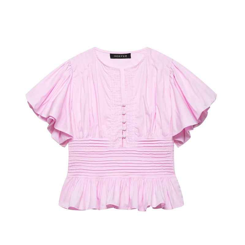 Ruffle-Trimmed Sleeveless Blouse