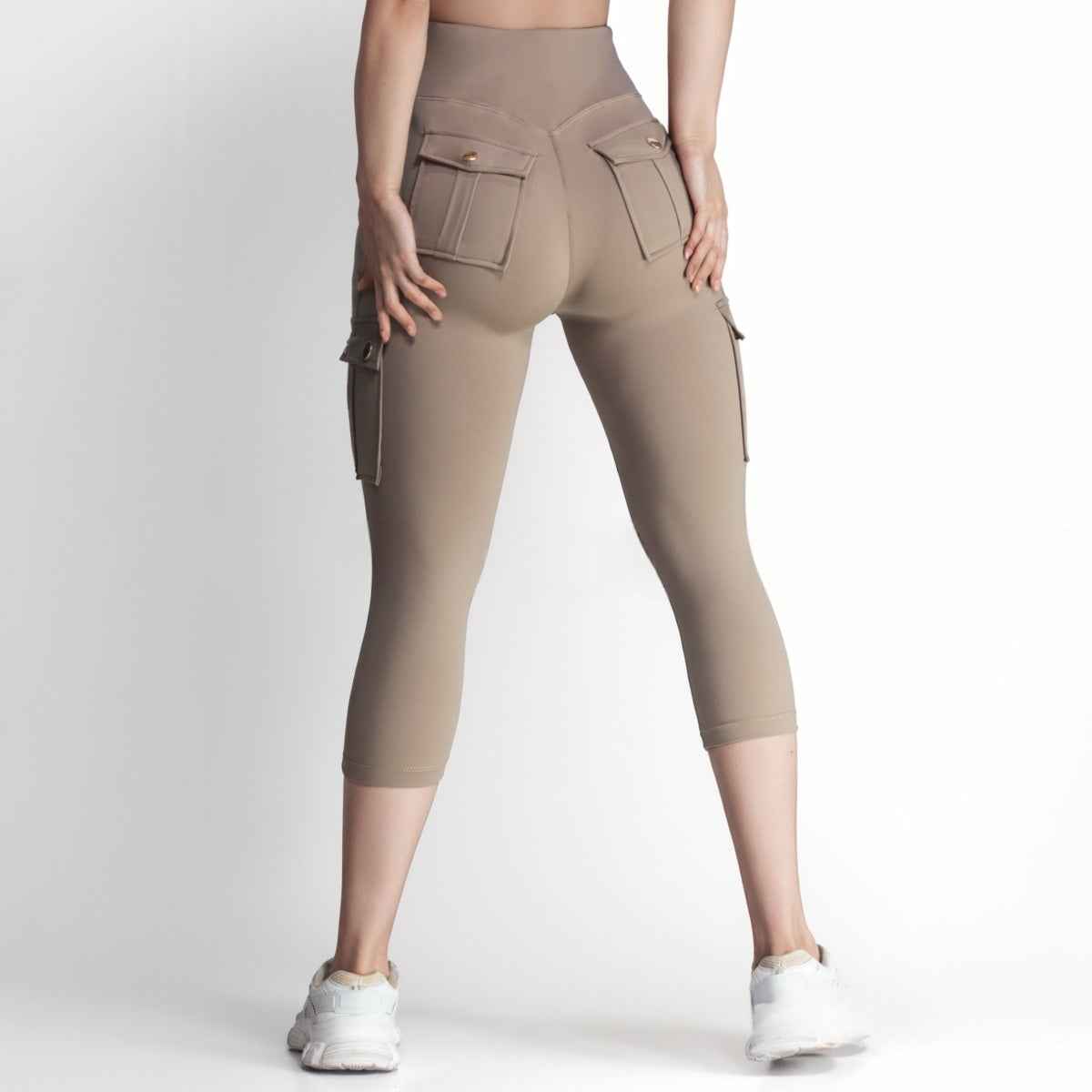 Women's Double-sided Jacquard 5-yard Fitness Pants With Pockets